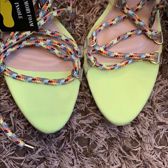Never worn. Lace up multicolor heels - Picture 3 of 5